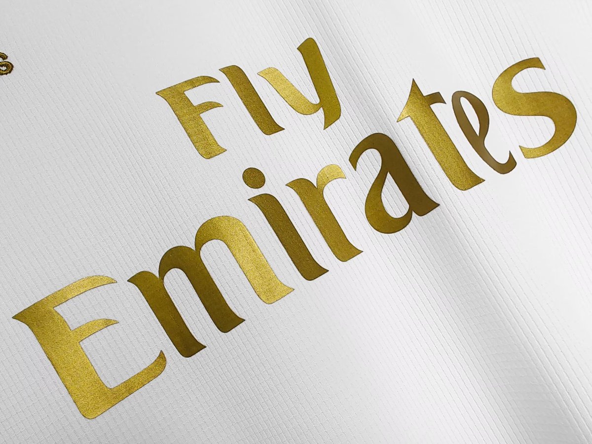 Retro 19/20 Real Madrid White with Gold Stripes Home Long Sleeve Jersey