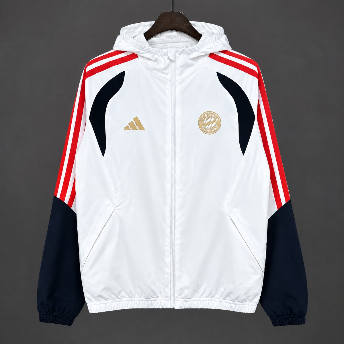 26/27 Bayern Munich white Full Zipper Hooded  Windbreaker
